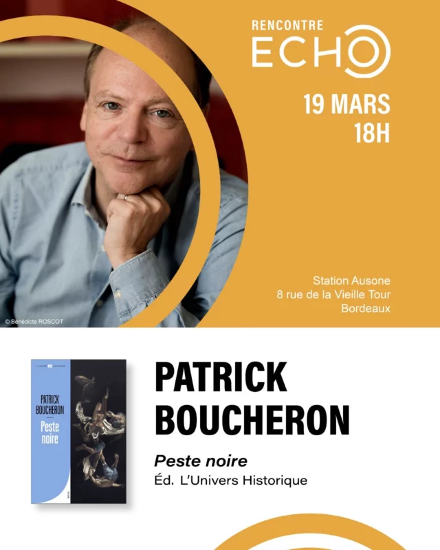 🦠 Quand une pandémie change le cours de l’Histoire…

📖 Rendez-vous le jeudi 19 mars à 18h à la Station Ausone, pour une nouvelle Rencontre ECHO avec Patrick Boucheron, historien et professeur au Collège de France, autour de son dernier livre « Peste noire » aux éditions L’Univers Historique.

💭 Dans cet ouvrage, il propose une histoire globale et sociale de la grande pandémie de peste qui frappe l’Europe à partir de 1347. En croisant histoire, archéologie, anthropologie, microbiologie et sciences de l’environnement, Patrick Boucheron éclaire autrement cet événement majeur qui a profondément transformé les sociétés.

👉 Entrée libre et gratuite / De 18h à 19h
Un rendez-vous imaginé et proposé par @capsciences  et @librairie_mollat