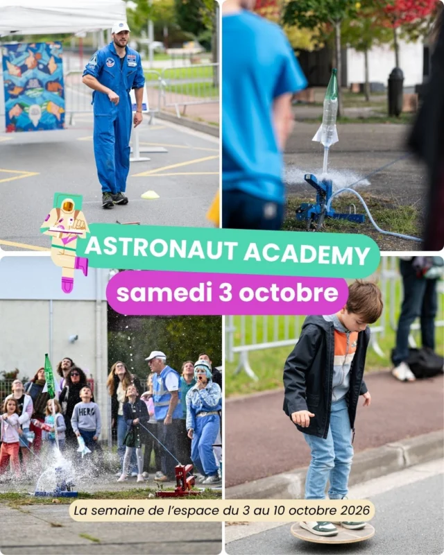 🚀 La célèbre Astronaut Academy est de retour !

Construisez votre fusée à eau avec @ajsep.ag  et faites-la décoller, observez le soleil avec Jalle Astronomie et questionnez-vous avec @leopourlemonde. Créez et bricolez un vaisseau avec léon à vélo @leonavelo33 et explorez l’alimentation dans l’espace avec la Conserverie Mobile et Solidaire. 💦☀️🔭

Profitez aussi d’un entraînement de spationaute pour votre sport du jour à Beaudésert avec @samboxefrancaise et les animateurs et animatrices de Cap Sciences, qui proposeront aussi le planétarium, un satellite en kit et un défi de survie lunaire. 🌌👨‍🚀

Côté quartier, découvrez la Parenthèse, le Centre social et culturel et la médiathèque, leurs missions et leurs ateliers créatifs. Le tout égayé par la @la.brigade.du.bohneur33, qui vous réserve de nombreuses surprises.

Pour la participation à l’atelier de fusée à eau, merci de ramener deux bouteilles vides de boissons gazeuses par participant (ex : deux enfants qui participent = 4 bouteilles). 

Lieu : Côté sciences Air&Espace (animation et buvette sur place)
Horaires : 14h30-18h30
Tarifs : Gratuit, sans réservation