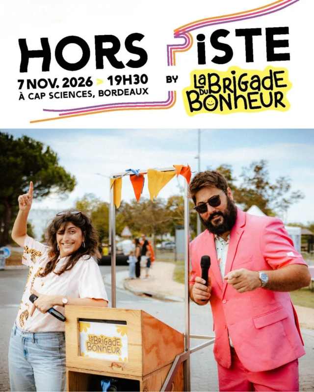 ALERTE NOUVEAUTÉ ! 🌻🌈

On vous concocte ça depuis un petit moment… on vous le dévoile enfin ! Cap Sciences et @la.brigade.du.bonheur33 lance HORS PISTE 🚀

Le nouvel événement familial qui sort des sentiers battus !

👀 En équipe, faites appel à votre sens de l’observation, votre logique, votre mémoire ou votre intuition… mais surtout à votre esprit d’équipe pour relever une série d’épreuves. Ici, on joue, on cherche, on coopère, on se trompe parfois et surtout, on rigole !

🤸 Un rendez-vous amusant, décalé, convivial et participatif, où la science se glisse dans le jeu… et où le jeu prend les commandes !

👉 La billetterie est ouverte pour cette 1ère date !! (lien en bio)